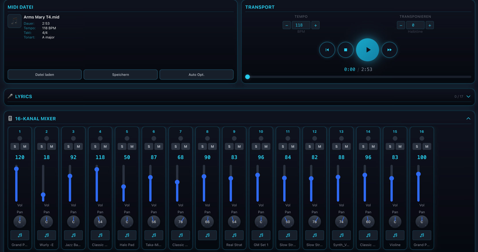 MB Music PRO.TOOLS MIDI Player